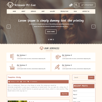 Free Veterinary Pet WordPress Theme