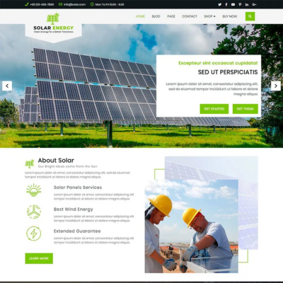 Free Solar Energy WordPress Theme