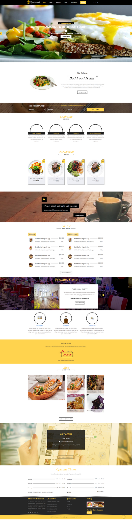 free restaurant wordpress theme