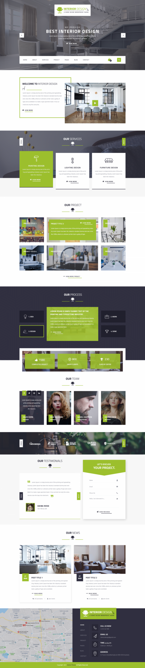 Free interior design WordPress theme for Interior Design Company.